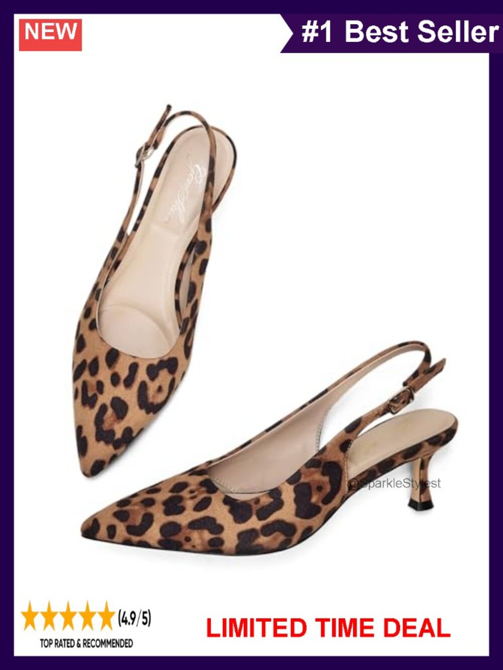 Kitten Heel Slingback Pointed Toe Pumps Faux Suede Women's Dress Shoes